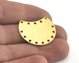 Cut Circle (optional holes) raw brass 28x24mm charms , findings earring oz2999-330