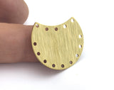Brushed Cut Circle optional holes streaked raw brass 28x24mm charms , findings earring oz2999-330