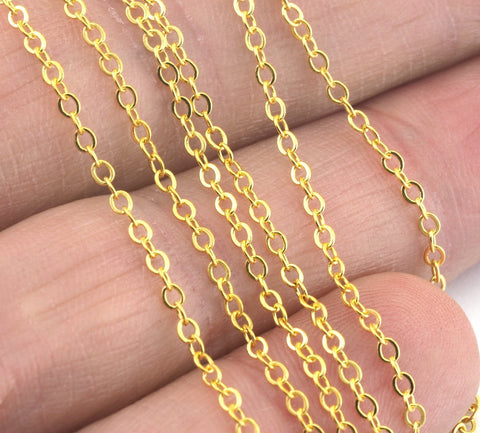Soldered flat cable chain 1,5x2mm gold Tone Brass Z022