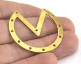 Geometric Cut Circle (Optional Holes) Charms Raw Brass 34x37mm 0.8mm thickness Findings  OZ2773-280