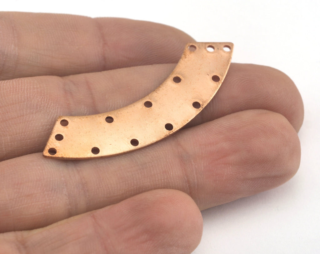 Curved raw copper 50mm (optional holes) connector charms , findings earring oz3564