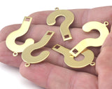 Question Mark Connector Charms Raw Brass 34x19mm 0.8mm thickness Findings  OZ2777-190