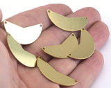 Geometric Cut Circle (optional holes) charms raw brass 31x15mm 0.8mm thickness findings  oz2778-210