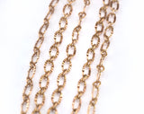 Oval soldered textured (faceted) cable chain Raw Brass  3.2mm  Z153