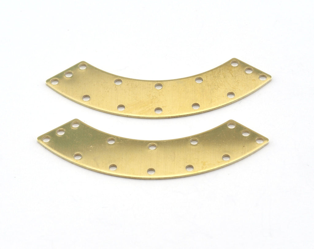 Curved raw brass (optional holes) 50mm connector charms , findings earring OZ2817-290