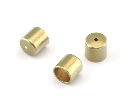 ends cap, 5x5mm 4mm inner  raw brass cord  tip ends, raw brass ribbon end, raw brass findings ENC4 oz3061