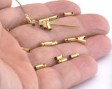 Cord  tip ends gold plated brass , 2.5x7mm 2mm inner with (1.2mm) loop ribbon end, ends cap, findings ENC2-55 OZ1539