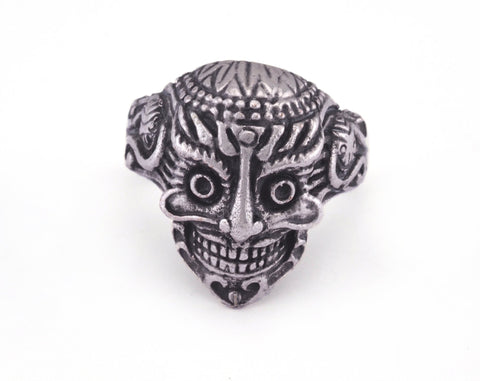 Mask Adjustable Ring Antique Silver Plated Brass 1 Pc. (20mm 10.5US inner size) OZ2936