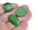 Green Synthetic Cats Eye Glass 25x18mm Cabochon cab120-06