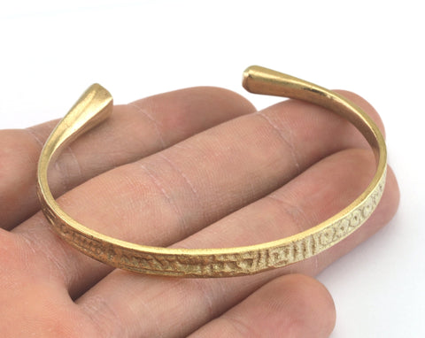 Old symbols Bracelet Raw Brass  (50mm inner size - Adjustable ) OZ3178