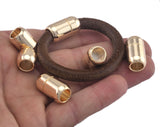 Magnetic clasp leather cord 20x12mm Gold plated brass Hole inner 7.5mm MCL7 2993AB