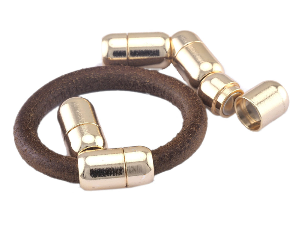 Magnetic clasp leather cord 20x12mm Gold plated brass Hole inner 7.5mm MCL7 2993AB
