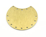 Brushed Cut Circle (optional holes) streaked raw brass 35x32mm charms , findings earring oz3001-550