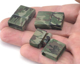 Magnetic clasp leather camouflage painted alloy cord 27x18x8mm LEATHER INNER: 15.5x5mm  MCL  Oz3010