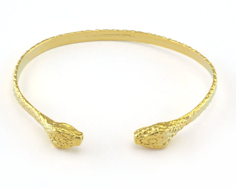Snake Bracelet Shiny Gold Plated Brass (50mm inner size - Adjustable ) OZ4679
