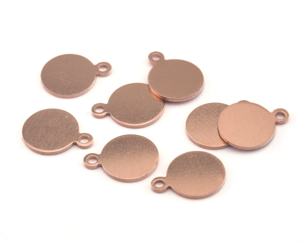 Coin Round Disc with Loop 10mm (13x10mm) Stamping blank tag shape Raw copper OZ3028-60