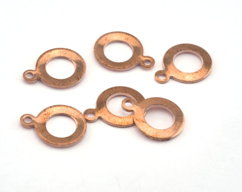 Middle Hole Round Disc with Loop 10mm (13x10mm) Stamping blank tag shape Raw copper OZ3035-40