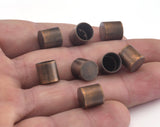 Cord tip ends Antique Copper Plated brass 9x9mm 8mm inner ribbon end, ends cap, Enc8 OZ2515
