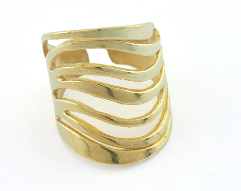 Adjustable Stripes Ring 19mm Raw brass (18mm 8US inner size) OZ3326 ring26