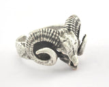 Ram Adjustable Ring Antique Silver Plated Brass (17.5mm 7US inner size) OZ3363
