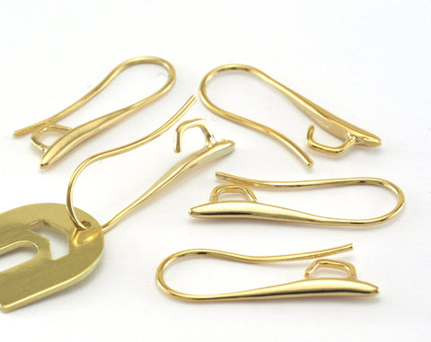 Earring hook with holder 24mm gold plated  brass 1263G