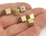Square cube stamping cube end cap Raw Brass 7x7mm enc6 OZ3202