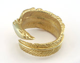 Eagle Feather Adjustable Ring Raw brass (20mm 10.5US inner size) Oz3218
