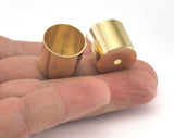 End caps, 17x17mm 16mm inner with 2mm hole raw brass findings ENC16 4215