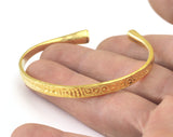 Bracelet Old symbols Adjustable Shiny Gold Plated Brass  (50mm inner size - Adjustable ) OZ3178