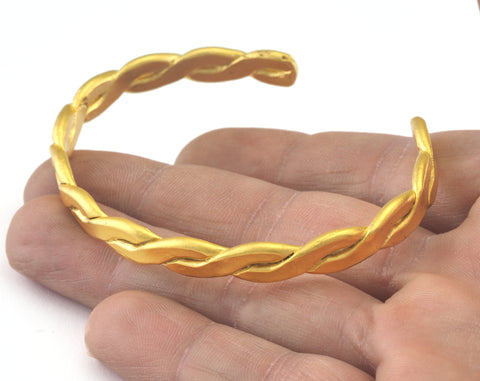 Swirl Bracelet Matte Gold Plated Brass 1 pc. (64mm inner size - Adjustable ) OZ2966