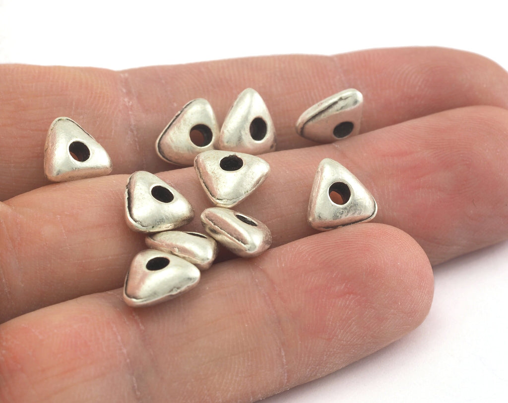 Silver plated Triangle Alloy spacer beads 9mm (hole 2mm) Findings bab2 3452-80