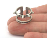 Little Spikes Adjustable Ring Antique Silver Plated Brass (16.5mm 6US inner size) OZ2473