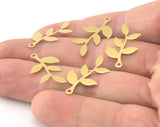 Leaf branch shape charms 25x13mm raw brass findings 3412-42