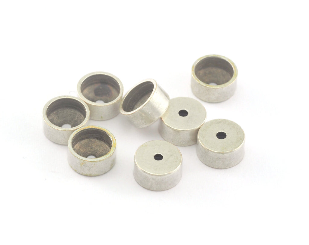Round end caps antique silver plated  brass 6x3mm 5mm inner , ENC5 OZ3448