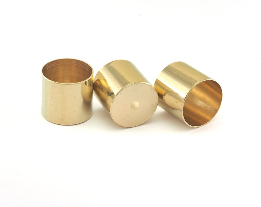 End caps, 16x16mm 15mm inner with 2mm hole raw brass findings ENC15 4217