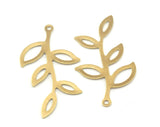Leaf branch shape charms 35x19mm raw brass findings 3444-60