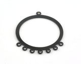 Black painted brass 38x31mm Circle 8 hole connector charms ,findings earring 17B-42
