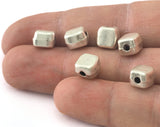 Silver plated Square Cube Alloy spacer beads 8x6mm (hole 2mm) Findings bab2 3453-175