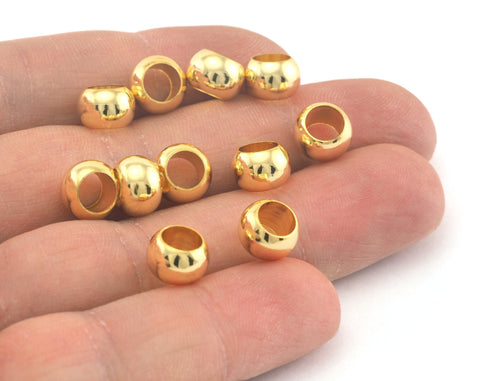 Sphere 9x6mm Shiny Gold Plated Brass Beads (hole 5.5mm) Findings spacer beads bab5.4 1459
