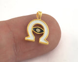 Horseshoe Enamel Charms Gold Plated Brass 13x10mm findings OZ3474