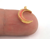 Crescent Enamel Charms Gold Plated Brass 15x10mm findings OZ3474