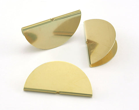 Semi Circle Crimp findings with hole  32x16mm Raw brass  Ribbon Crimp cap tassel holder OZ3480-310