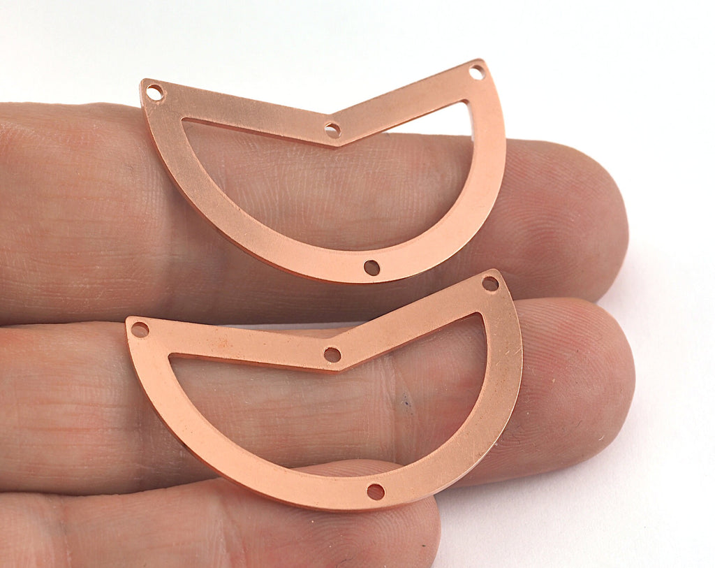 Geometric (Semi Circle) Charms Tag Raw Copper 38mm 0.8mm 4 hole Findings OZ2600-230