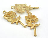 48mm gold plated brass finding rose flower charms pendant 2883