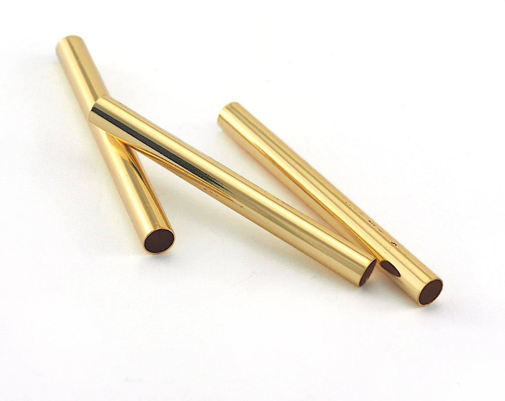 Gold plated brass round tube 5x50mm (4.5mm hole) N178-120