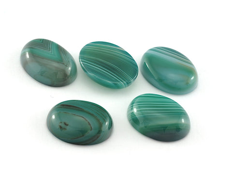 Banded Green agate oval shape cabochon 12x16mm cab51-08 no hole