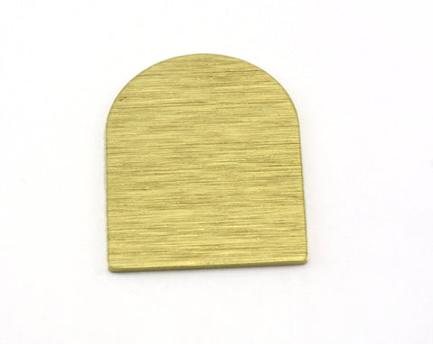 Brushed Semi Circle Rectangle no hole Charms Raw Brass 28x21mm 0.8mm thickness Findings  OZ3534-360