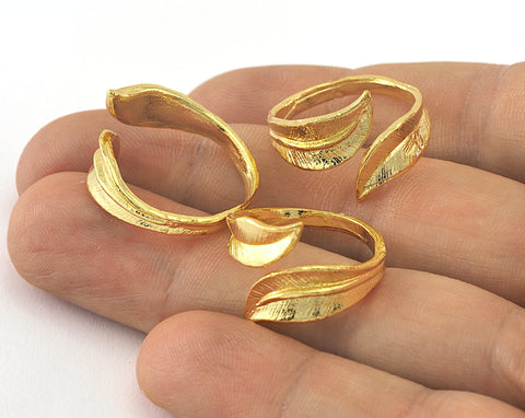 Leaf Ring Adjustable Gold Plated brass (17mm 7US inner size) Oz3436