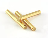 Hexagon Gold Plated Brass Bar Stamping 6x50mm 1 hole rod sbl650 OZ2569-1275