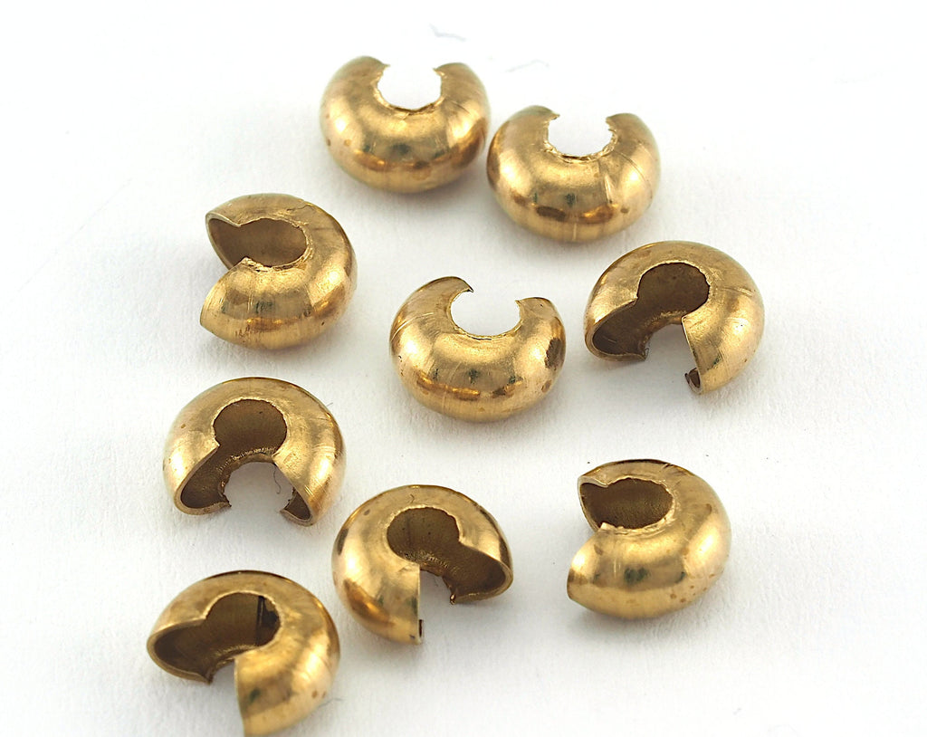 Brass Crimp Cover 4mm Bead Crimps End Cap, Findings, raw brass OZ3432